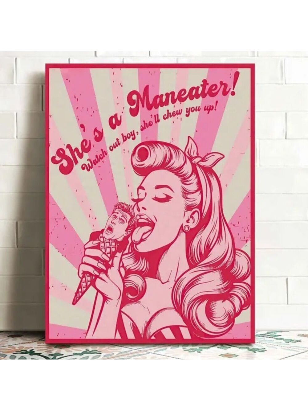 Maneater Canvas Vibrant Bold Unframed Print - Picture 2 of 6